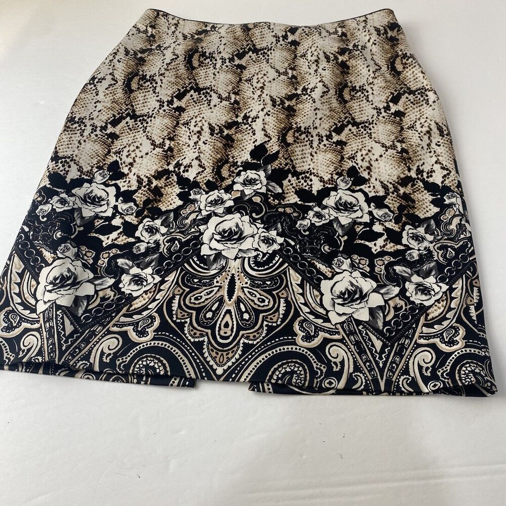 White House Black‎ Market Snake Print Floral Satin Pencil Skirt Zip Women 8 Used
